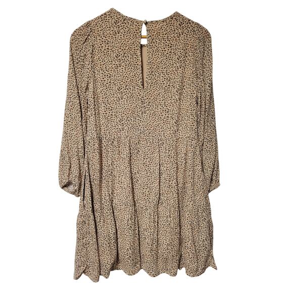 Abercrombie & Fitch Cheetah Print Tiered Dress Women's XS Balloon Sleeve Pockets - Picture 2 of 8